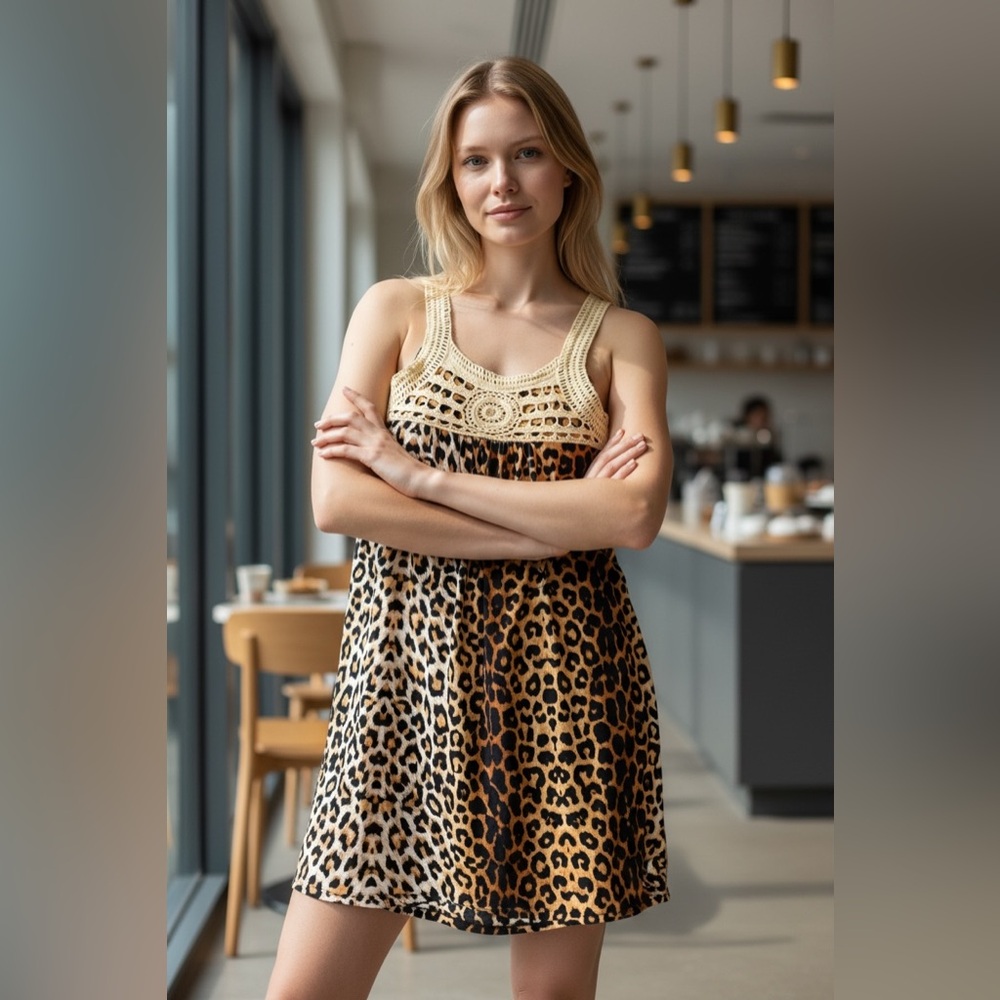 🔥🔥 Just Love Tan and Black Leopard Mini Dress